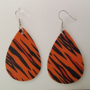 3 FOR $12 Faux Leather Earrings Black & Orange Tiger/Animal print